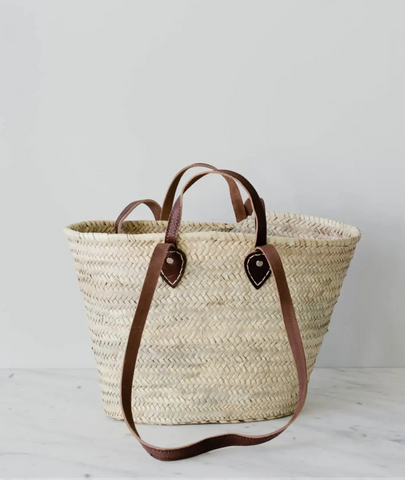 Double Dark Brown Handled  French Market Basket