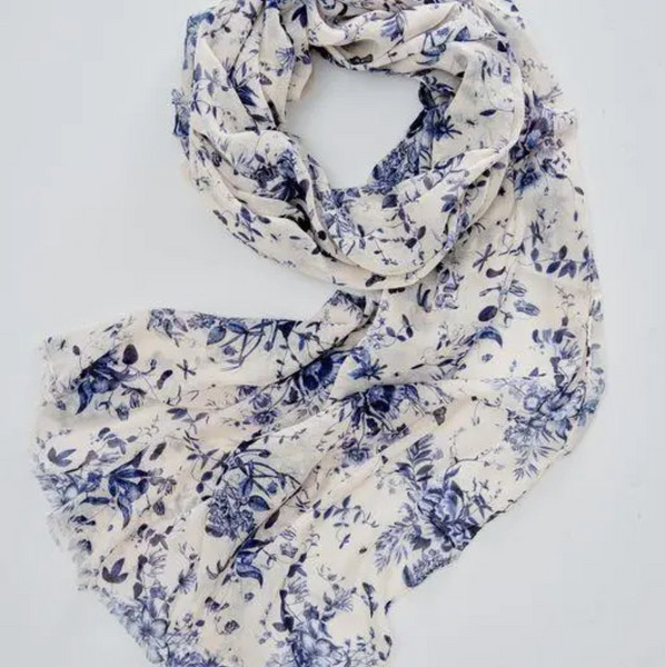 Blooming Blue Lightweight Scarf by Fable England