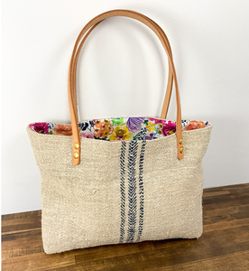 Vintage European Grain Sack Market Bag - Short