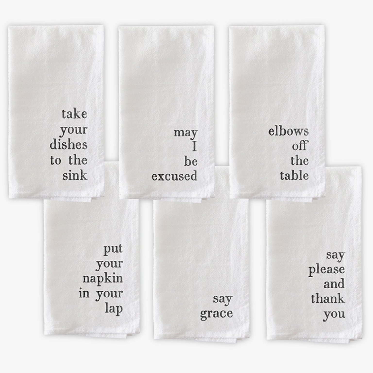 Mind Your Manners Napkins - Set of 6