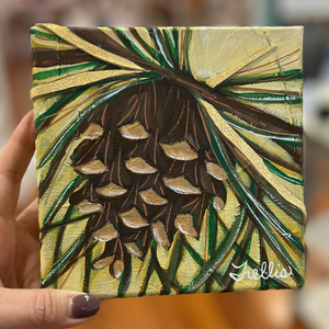 Open image in slideshow, Pinecones 6&quot;x6&quot; Tiny Paintings by Trellis Payne
