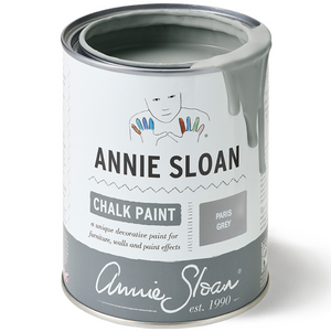 Pictured is a can of Paris Grey Chalk Paint® by Annie Sloan and sold at The Hare & The Hart in downtown Thomasville, Georgia.