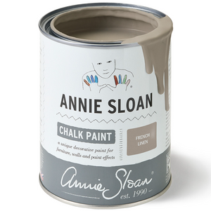 Pictured is a can of French Linen Chalk Paint® by Annie Sloan sold at The Hare & The Hart in downtown Thomasville, Georgia.