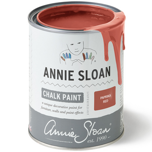 Pictured is a can of Paprika Red Chalk Paint® by Annie Sloan and sold at The Hare & The Hart in downtown Thomasville, Georgia.