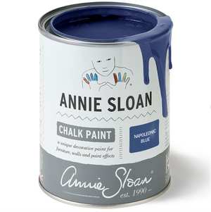 Pictured is a can of Napoleonic Blue Chalk Paint® by Annie Sloan and sold at The Hare & The Hart in downtown Thomasville, Georgia.