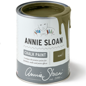 Pictured is a can of Olive Chalk Paint® by Annie Sloan and sold at The Hare & The Hart in downtown Thomasville, Georgia.