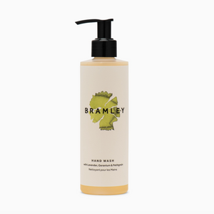 Pictured is a bottle of Bramley Hand Wash scented with Lemon, Mandarin & Rosemary and sold at The Hare & The Hart in downtown Thomasville, Georgia.