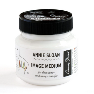 Pictured is a container Annie Sloan® Image Medium sold at The Hare & The Hart in downtown Thomasville, Georgia. The label reads, "ANNIE SLOAN IMAGE MEDIUM for decoupage and image transfer"