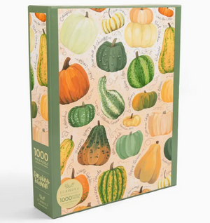 Pictured is the Pumpkins & Gourds Puzzle by One Canoe Two Paper Co. and sold at The Hare & The Hart in downtown Thomasville, Georgia.