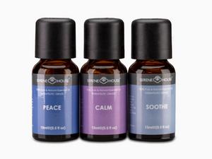 Pictured is the Peace & Calming Gift Set of Natural Essential Oils by Serene House and sold at The Hare & The Hart in downtown Thomasville, Georgia.