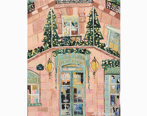 Pictured is a Carpe Diem Papers "Paris Holiday Patisserie" Greeting Card sold at The Hare & The Hart in downtown Thomasville, Georgia.