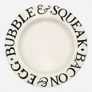 Pictured is a Bubble & Squeak Plate by Emma Bridgewater sold at The Hare & The Hart in downtown Thomasville, Georgia. It reads, "BACON & EGGS" and "BUBBLE & SQUEAK"
