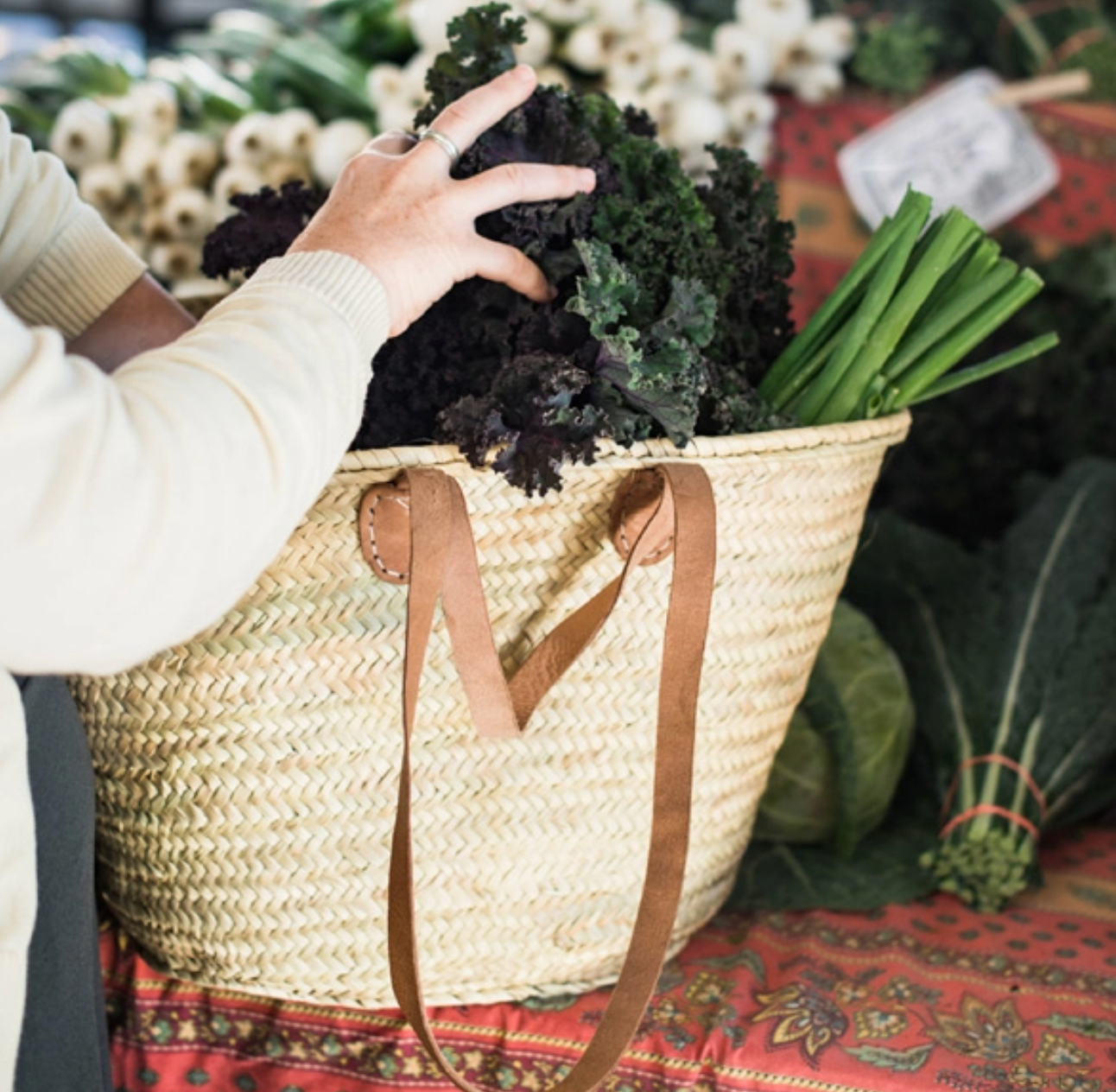 Double Light Brown Handled French Market Basket – The Hare & The Hart