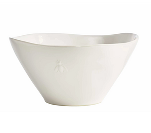 Pictured is a bee ceramic serving bowl by La Rochere in white or ecru. Bring French country charm to your table with our new Ceramic serving bowls, embossed with the classic Napoleonic bee. A signature La Rochere design, these salad bowls are versatile for entertaining as well as everyday meals.