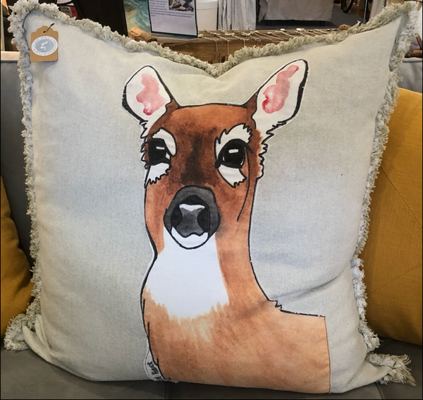 Doe Appliquéd Pillow Cover 26"x26"