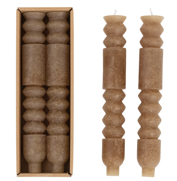 Olive Unscented Totem Taper Candles in Box