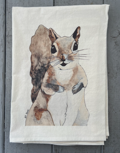 Squirrel Flour Sack Tea Towel - Natural