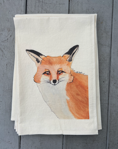 Fox Flour Sack Tea Towel - Natural