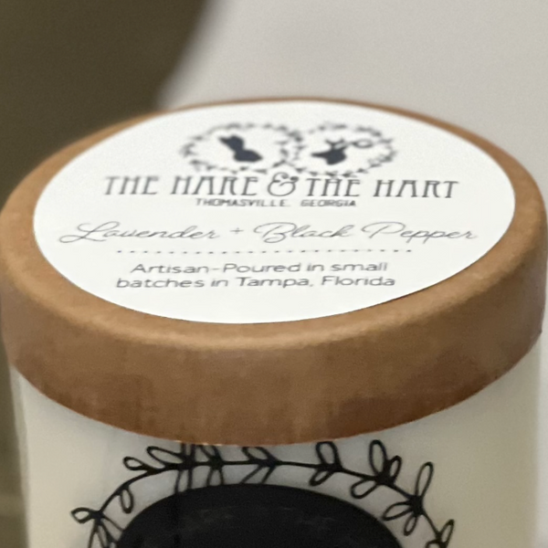 The Hare & The Hart Candle - Lavender + Black Pepper