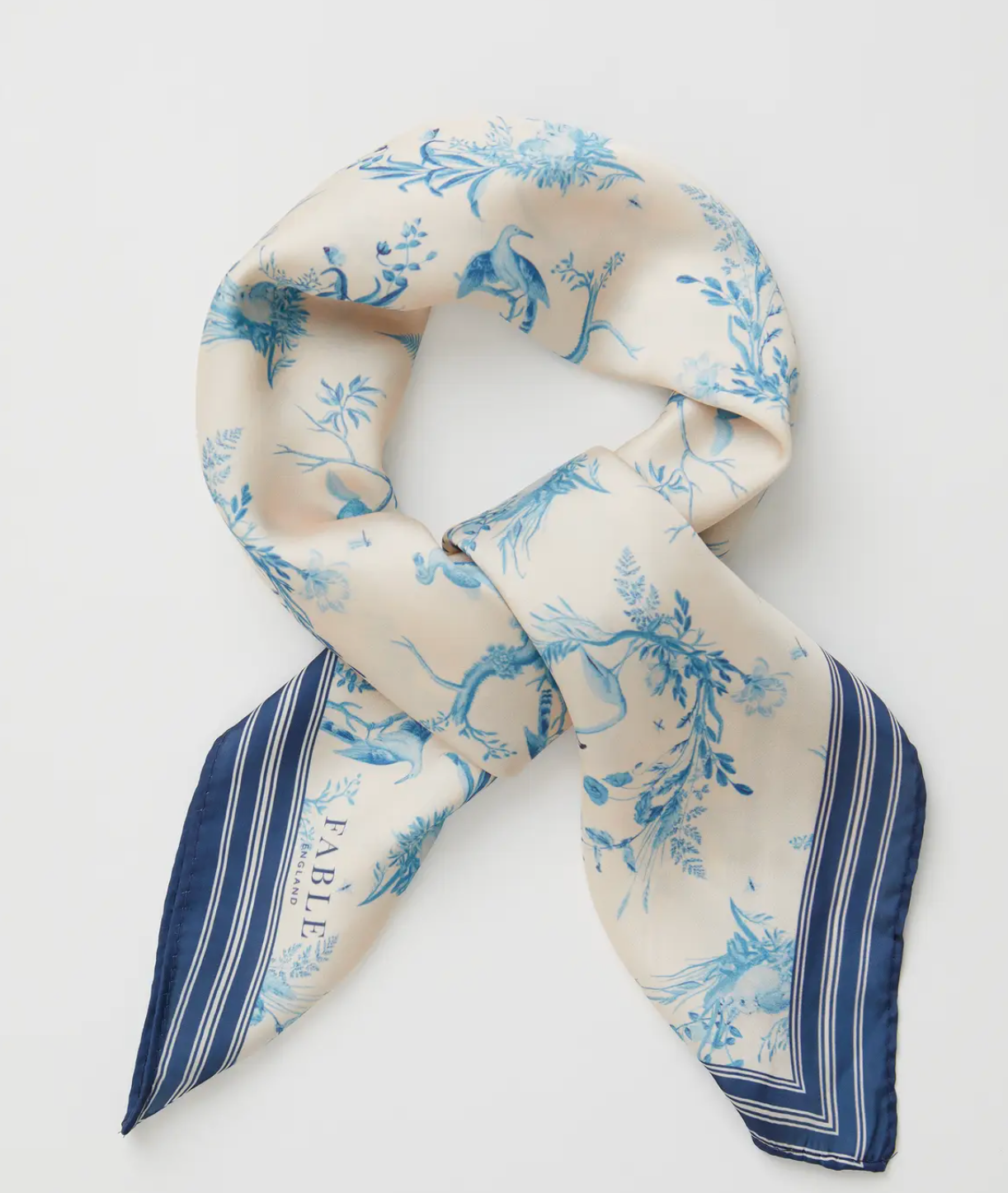 Toile de Juoy Vintage Blue Square Scarf by Fable England