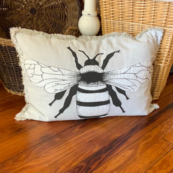 Bee Appliquéd Pillow Cover